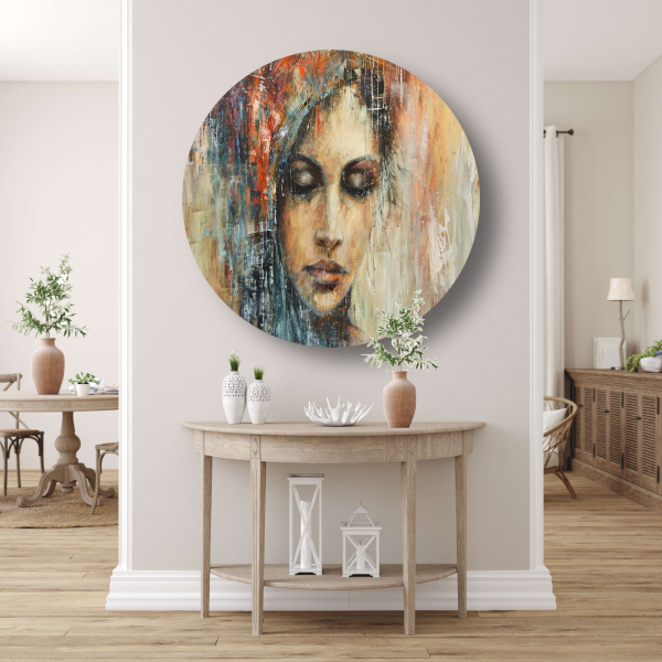 Abstracte Contemplatie in Vloeiende Kleuren aluminium muurcirkel