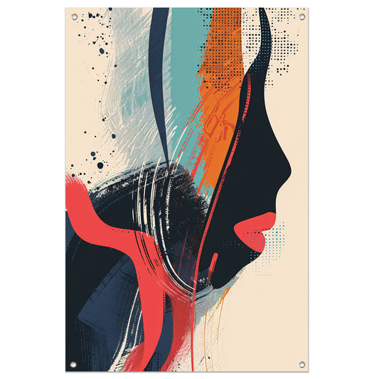 Abstract Portret van een Vrouw in Verf tuinposter