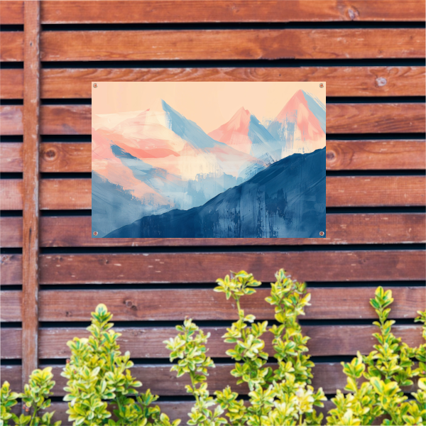 Abstracte pasteltinten van berglandschappen in zonlicht tuinposter