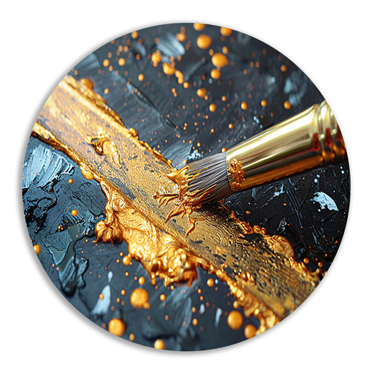 Gouden Lijn Abstractie aluminium muurcirkel