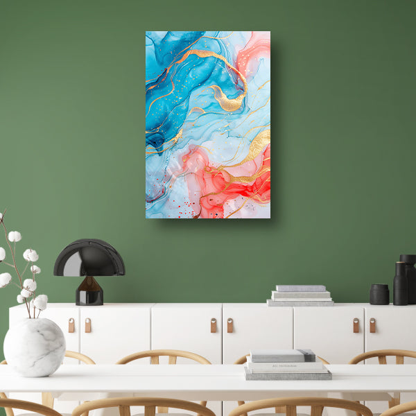 Abstracte Symfonie in Blauw en Roze poster