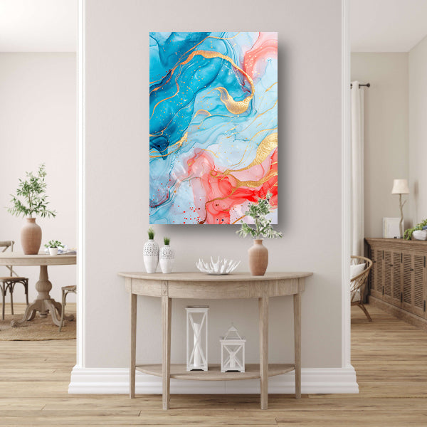 Abstracte Symfonie in Blauw en Roze poster