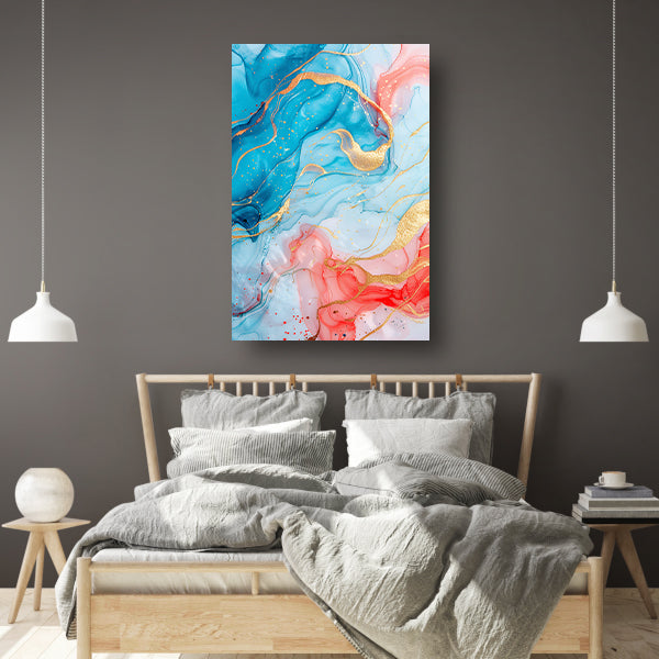 Abstracte Symfonie in Blauw en Roze poster