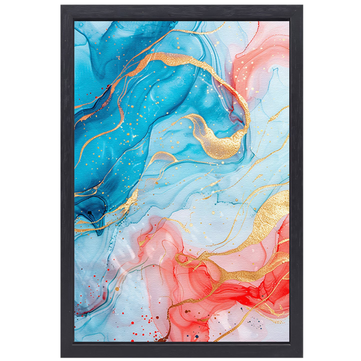 Abstracte Symfonie in Blauw en Roze canvas met baklijst