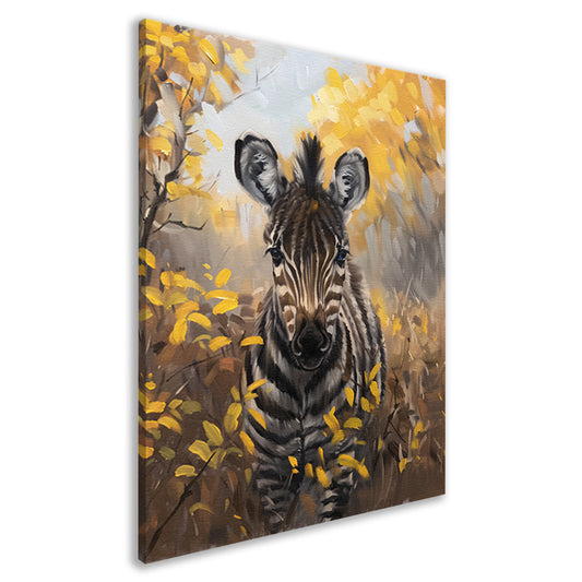 Surrealistische zebra in herfstachtige omgeving canvas