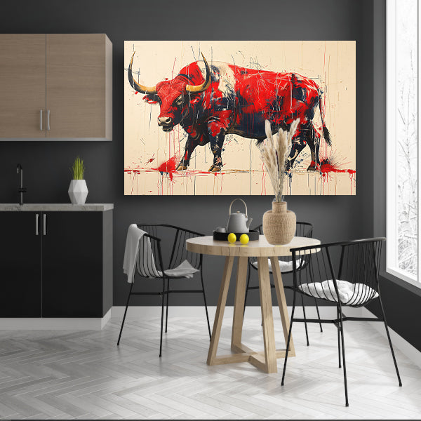 Abstract rode stier canvas