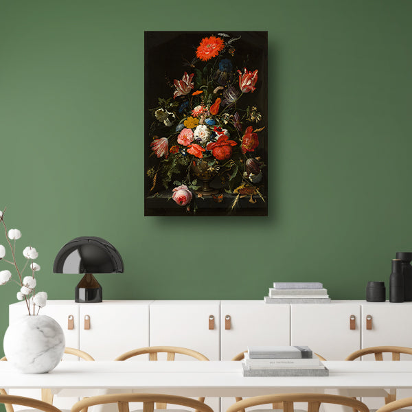Bloemen in een metalen vaas - Abraham Mignon poster
