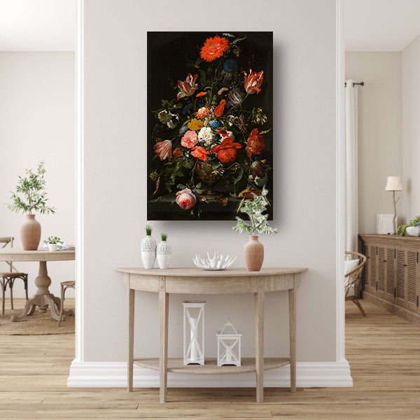 Bloemen in een metalen vaas - Abraham Mignon poster