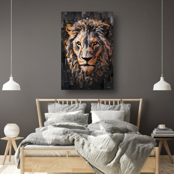 Majestueuze leeuw in levendige kleuren canvas