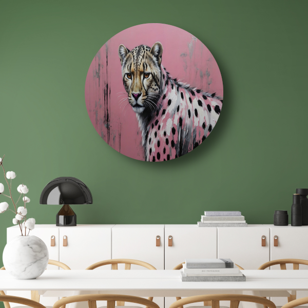 Intens Roze Luipaard in Moderne Kunst forex muurcirkel