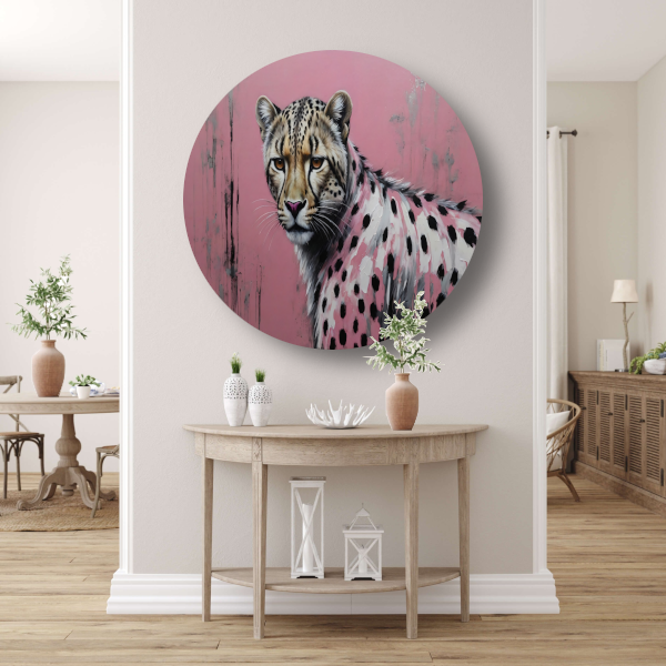 Intens Roze Luipaard in Moderne Kunst forex muurcirkel