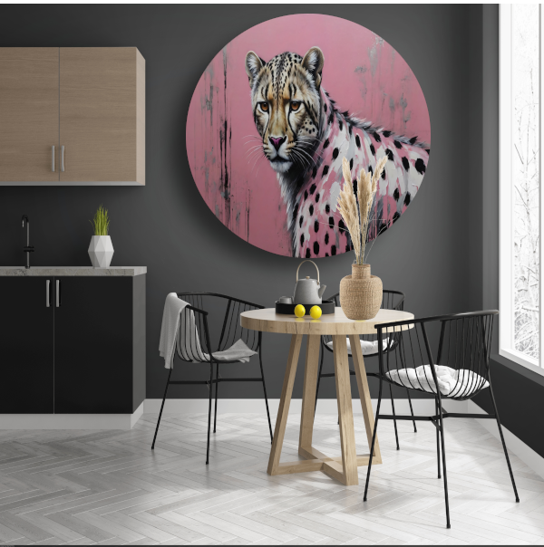 Intens Roze Luipaard in Moderne Kunst forex muurcirkel