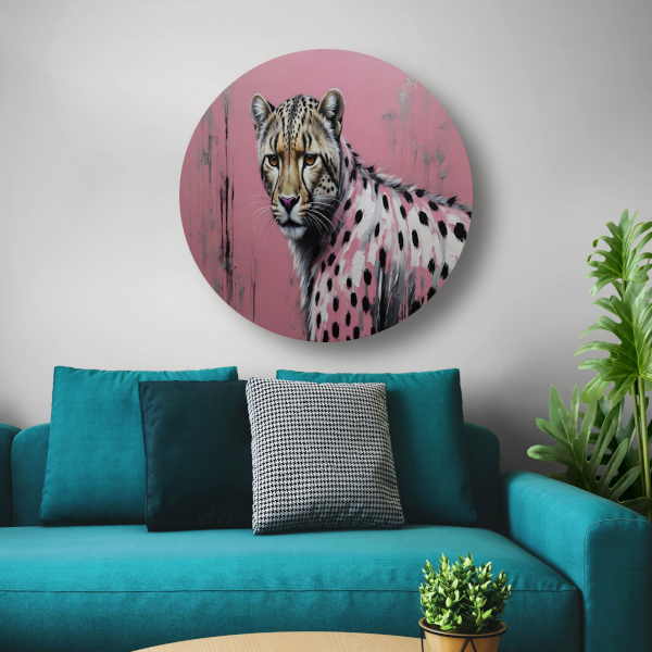 Intens Roze Luipaard in Moderne Kunst forex muurcirkel