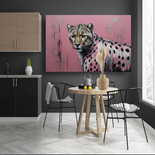 Intens Roze Luipaard in Moderne Kunst poster