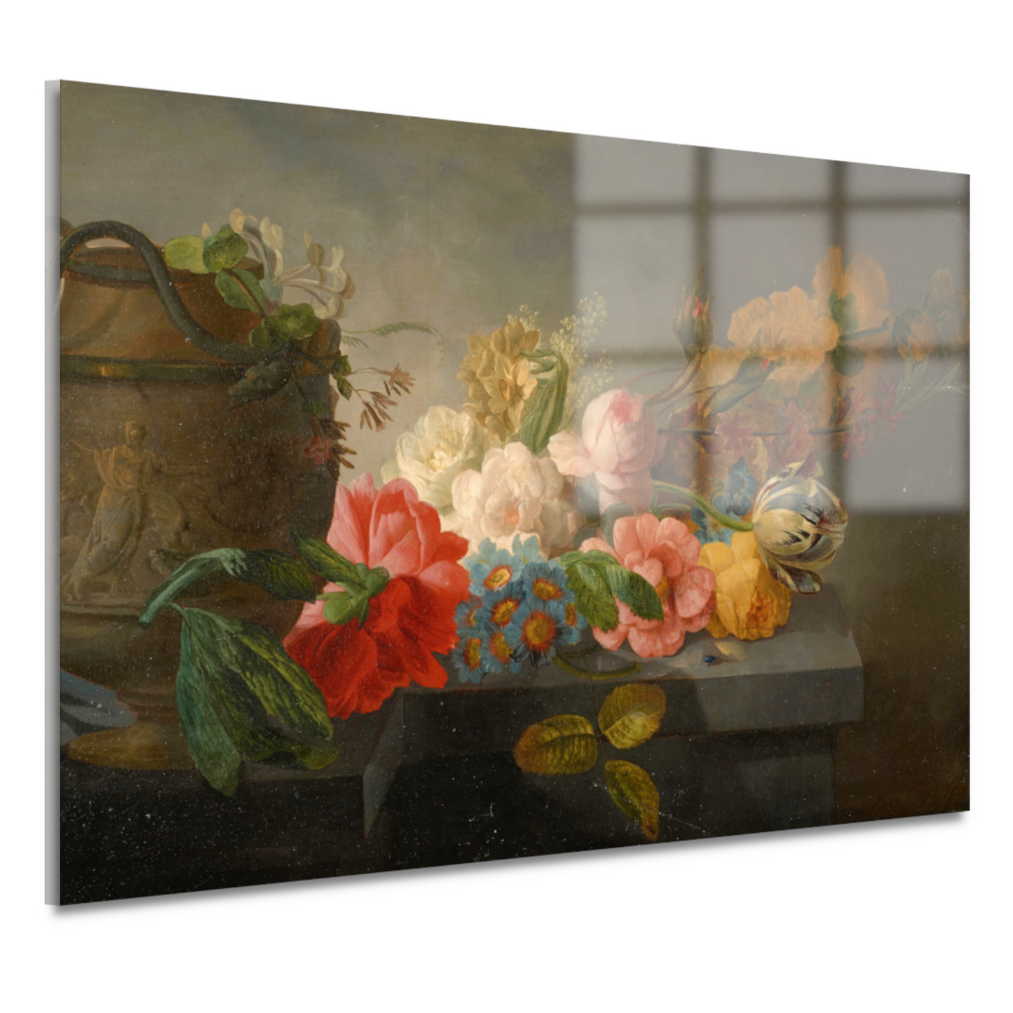 Boeket bloemen op een richel - Pieter Faes acrylglas
