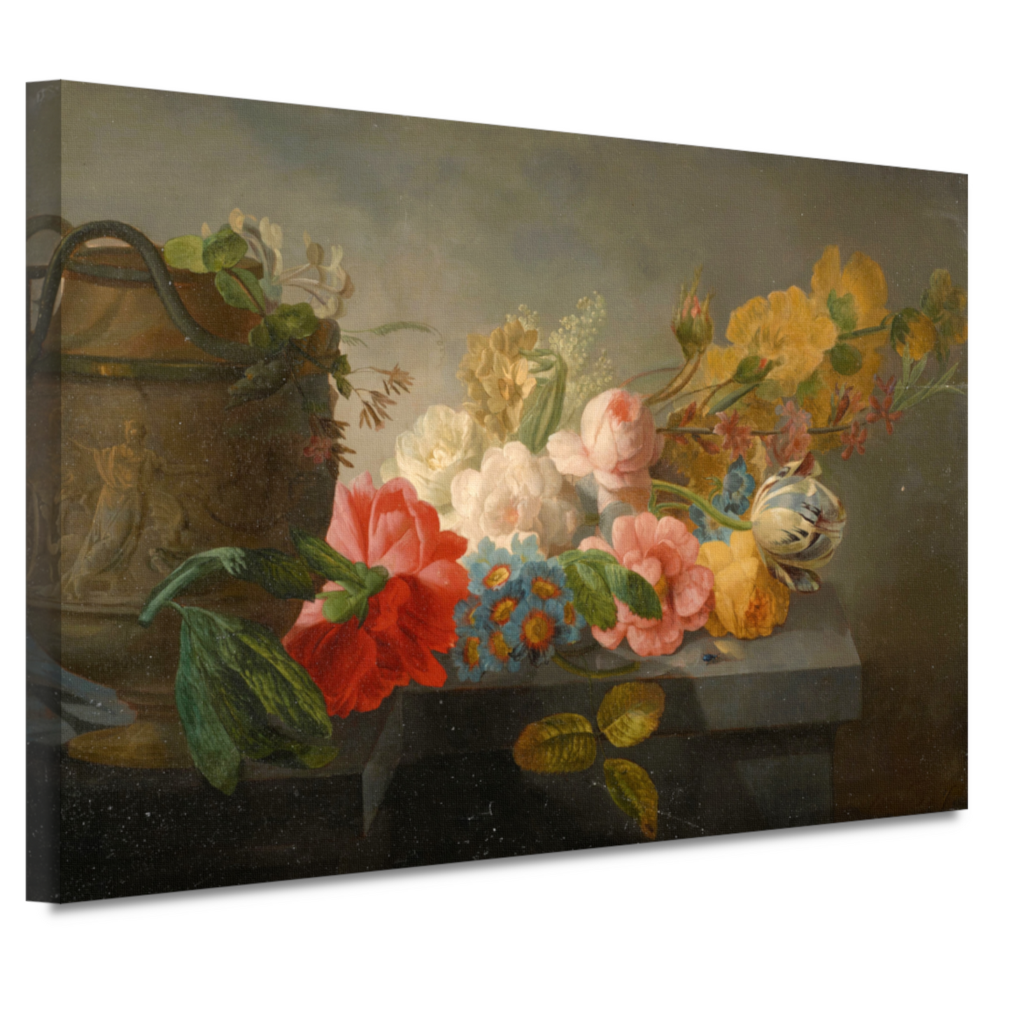 Boeket bloemen op een richel - Pieter Faes canvas