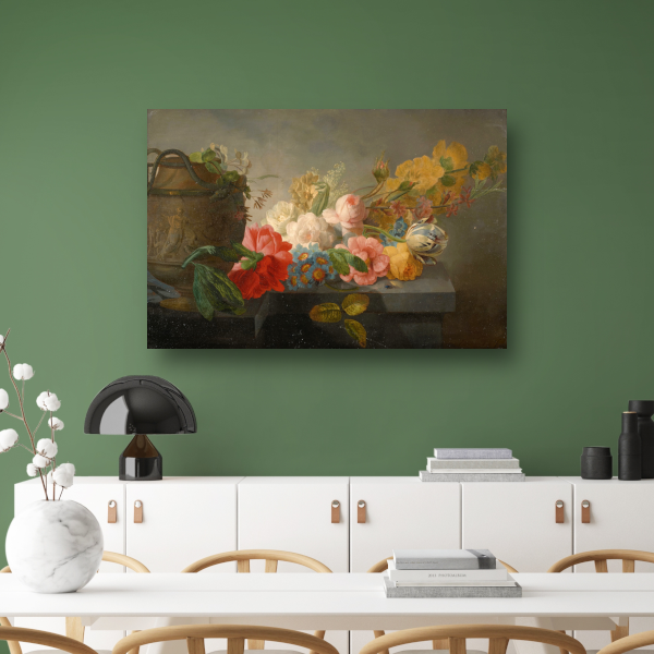 Boeket bloemen op een richel - Pieter Faes poster