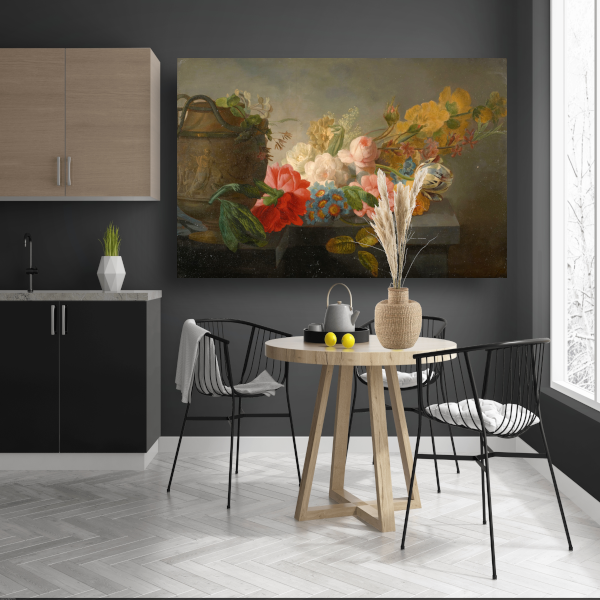 Boeket bloemen op een richel - Pieter Faes poster