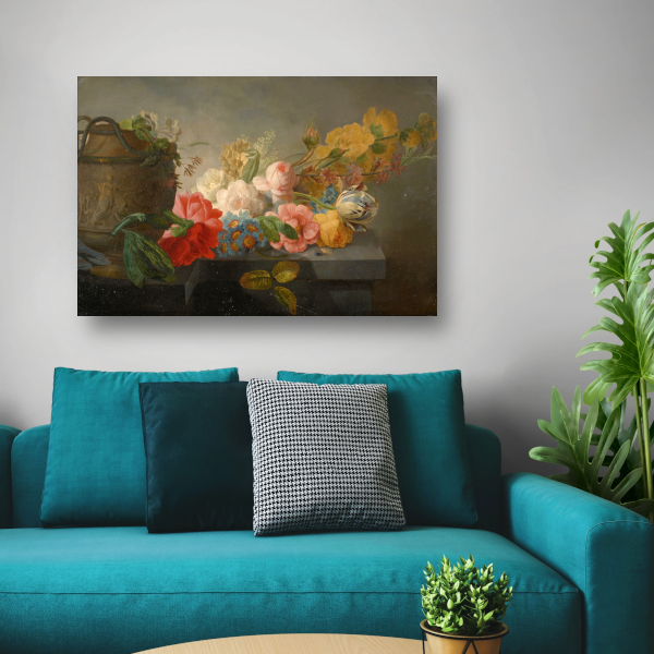 Boeket bloemen op een richel - Pieter Faes poster
