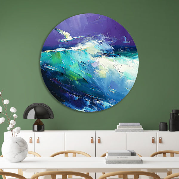 Abstracte vogel met kleurrijke golven aluminium muurcirkel