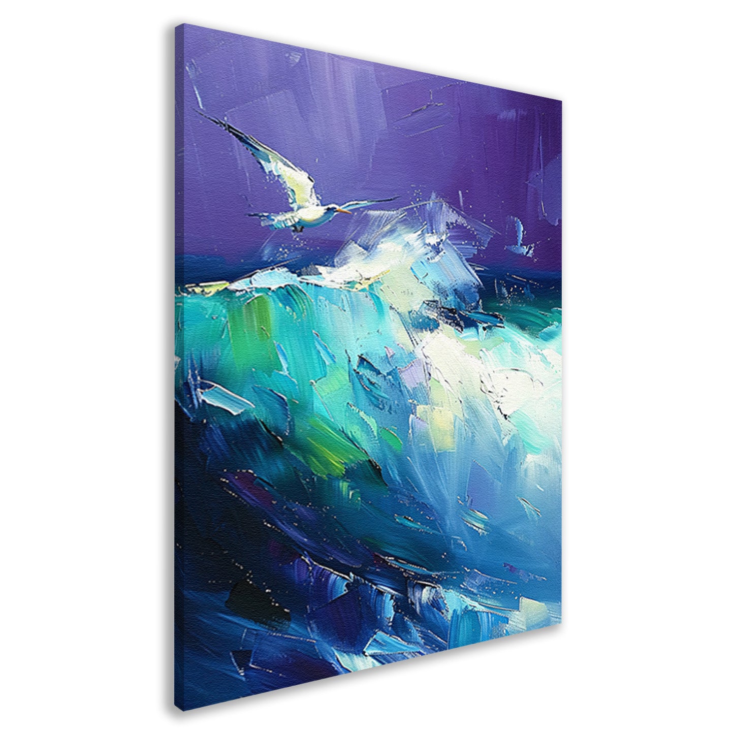 Abstracte vogel met kleurrijke golven canvas