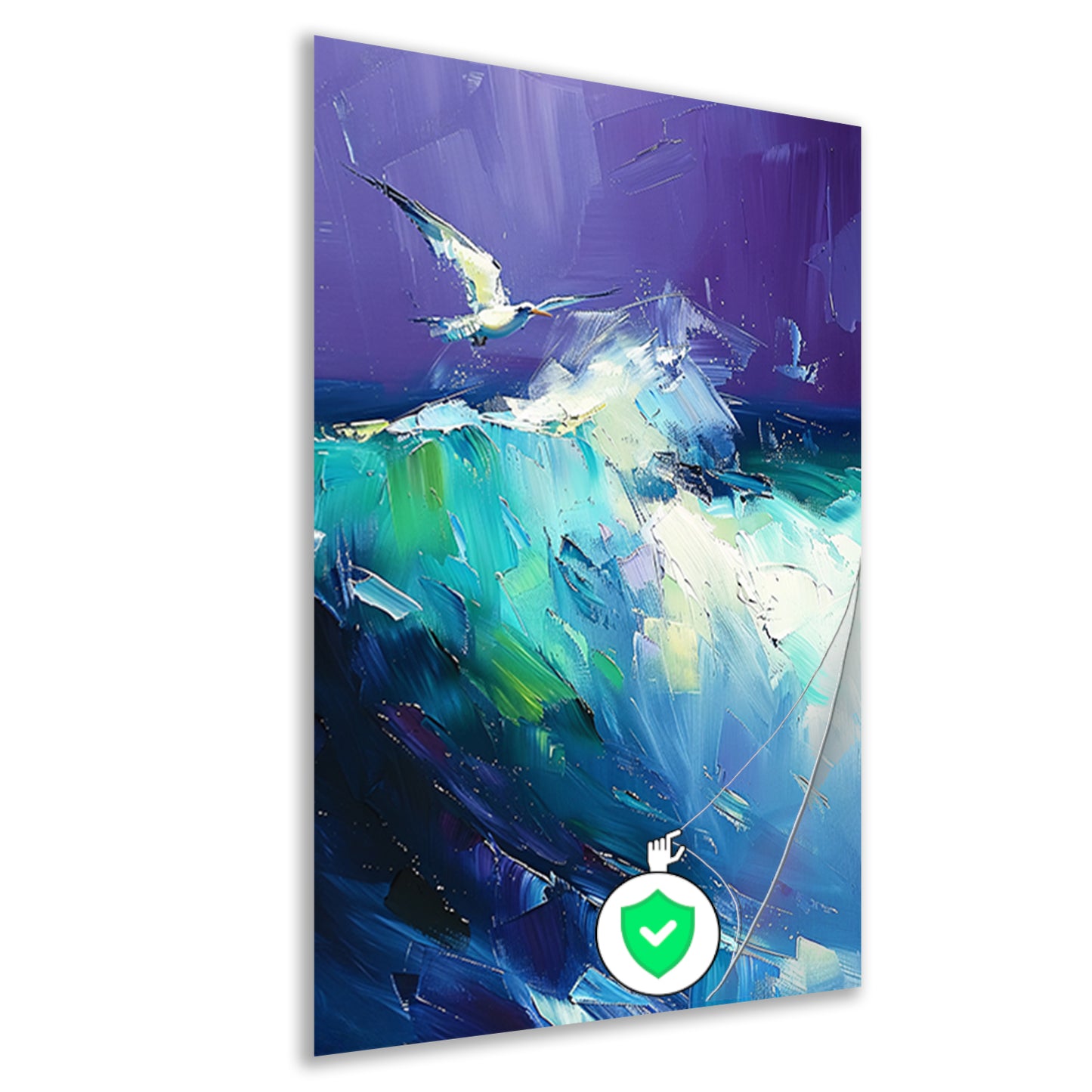 Abstracte vogel met kleurrijke golven poster