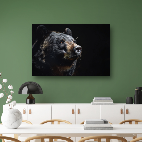 Berenportret in Contrastrijk Zwart-wit canvas met baklijst