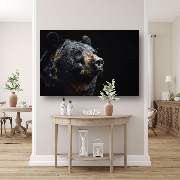 Berenportret in Contrastrijk Zwart-wit canvas met baklijst