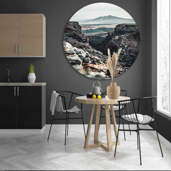 Monochroom Vulkanisch Berglandschap forex muurcirkel