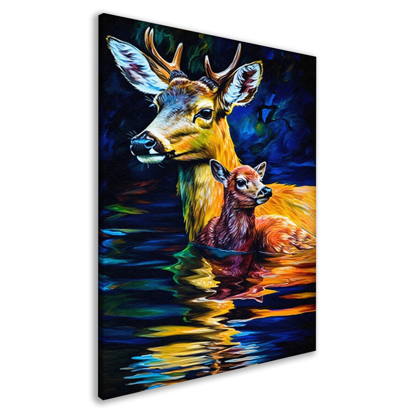 Moederhert en fawn in ochtendgloren canvas