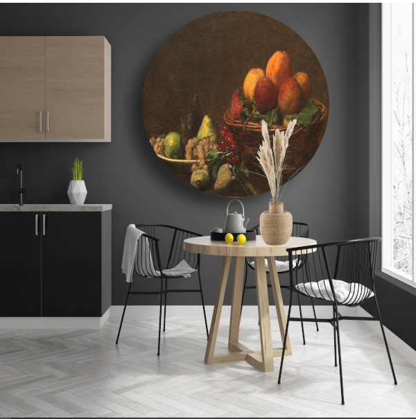 Stilleven met fruit - Henri Fantin-Latour aluminium muurcirkel