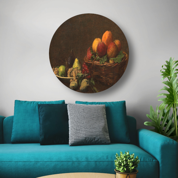 Stilleven met fruit - Henri Fantin-Latour aluminium muurcirkel