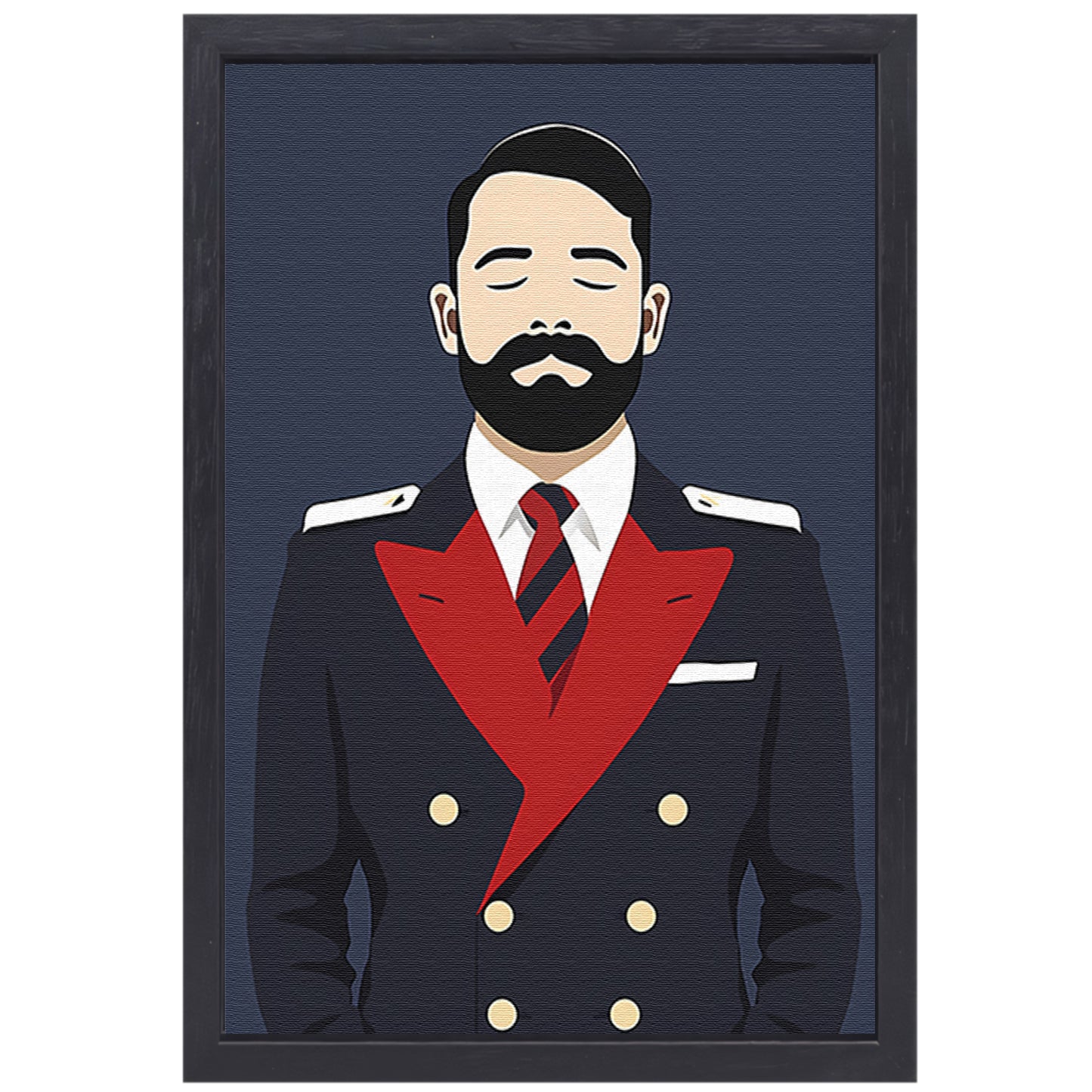 Minimalistisch portret van man in uniform canvas met baklijst