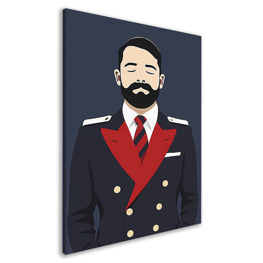 Minimalistisch portret van man in uniform canvas