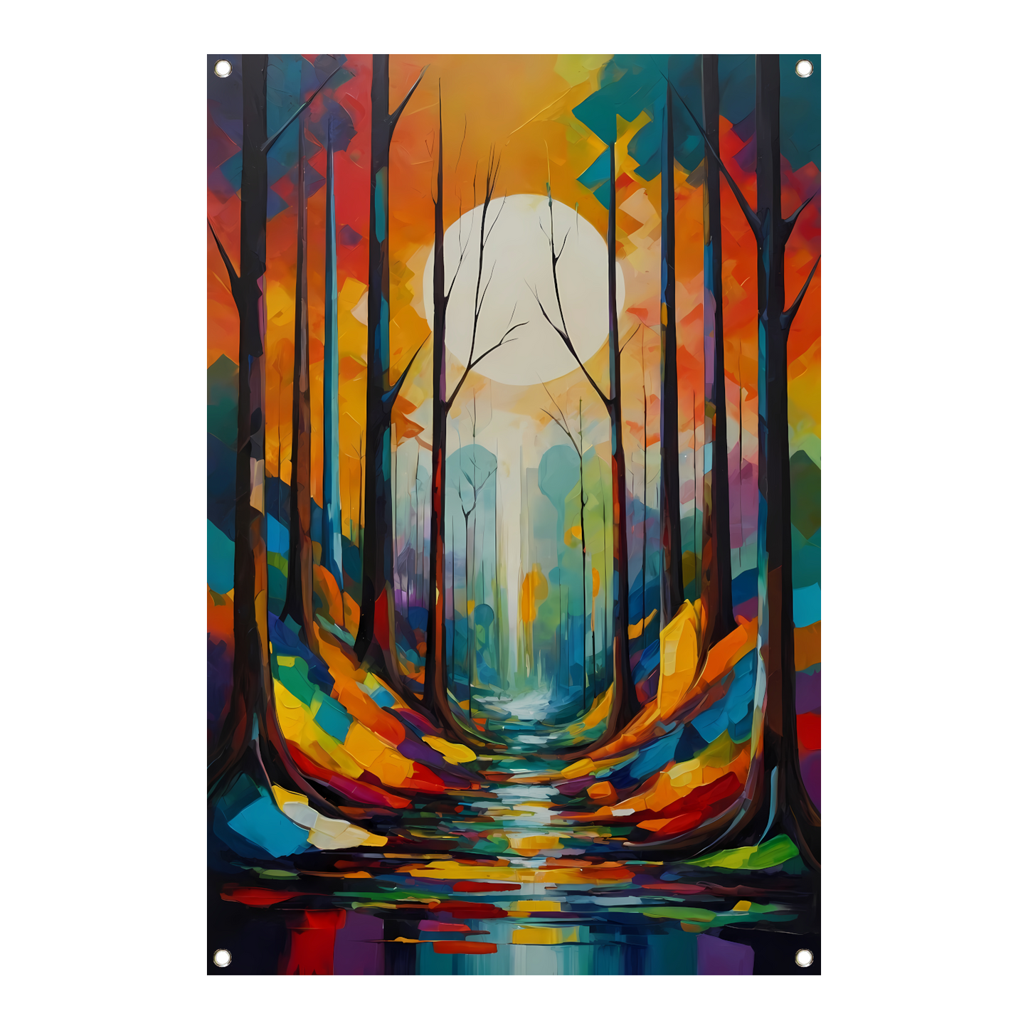 Betoverend Bos in Moderne Kleurenpracht tuinposter