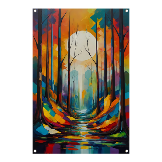 Betoverend Bos in Moderne Kleurenpracht tuinposter