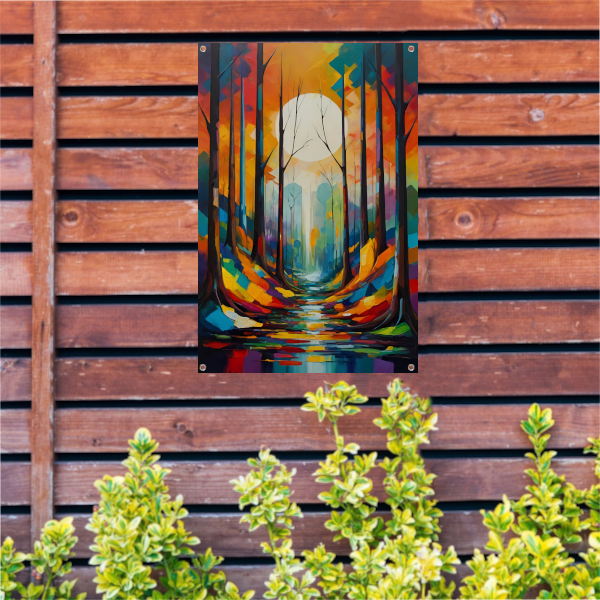 Betoverend Bos in Moderne Kleurenpracht tuinposter