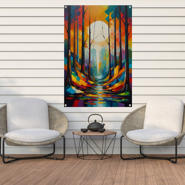 Betoverend Bos in Moderne Kleurenpracht tuinposter