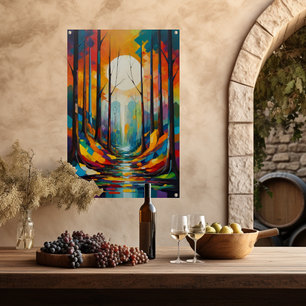 Betoverend Bos in Moderne Kleurenpracht tuinposter