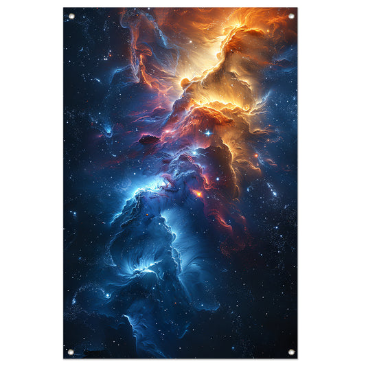 Nevel in Kosmische Verfstroken tuinposter