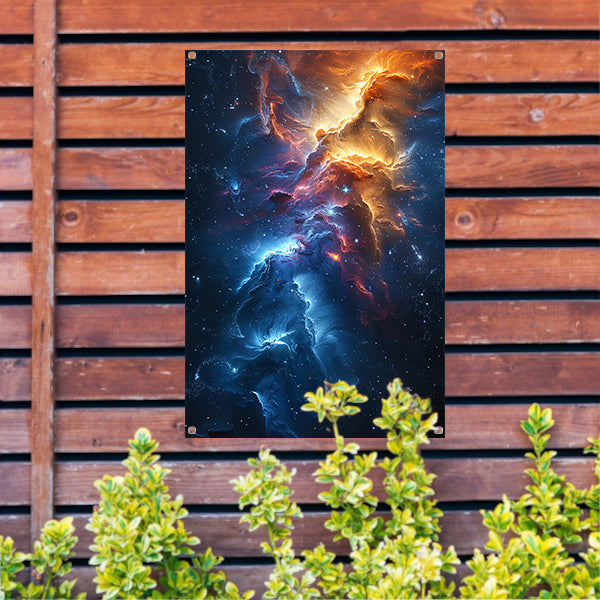 Nevel in Kosmische Verfstroken tuinposter