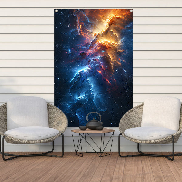 Nevel in Kosmische Verfstroken tuinposter
