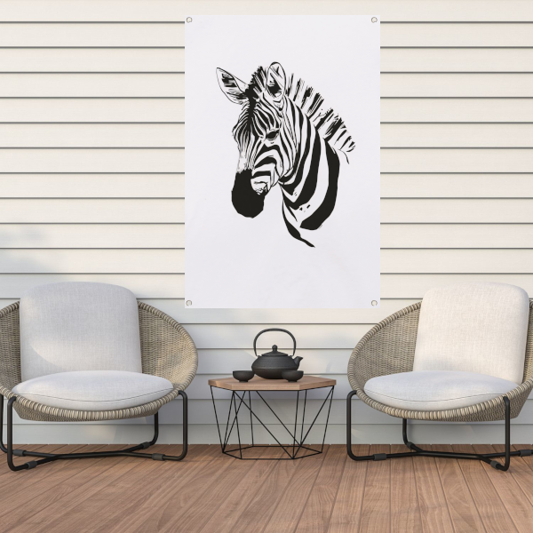 Abstracte Zebra in Zwart-Wit Lijnen tuinposter