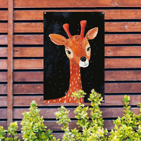 Abstract giraf onder de sterrenhemel tuinposter