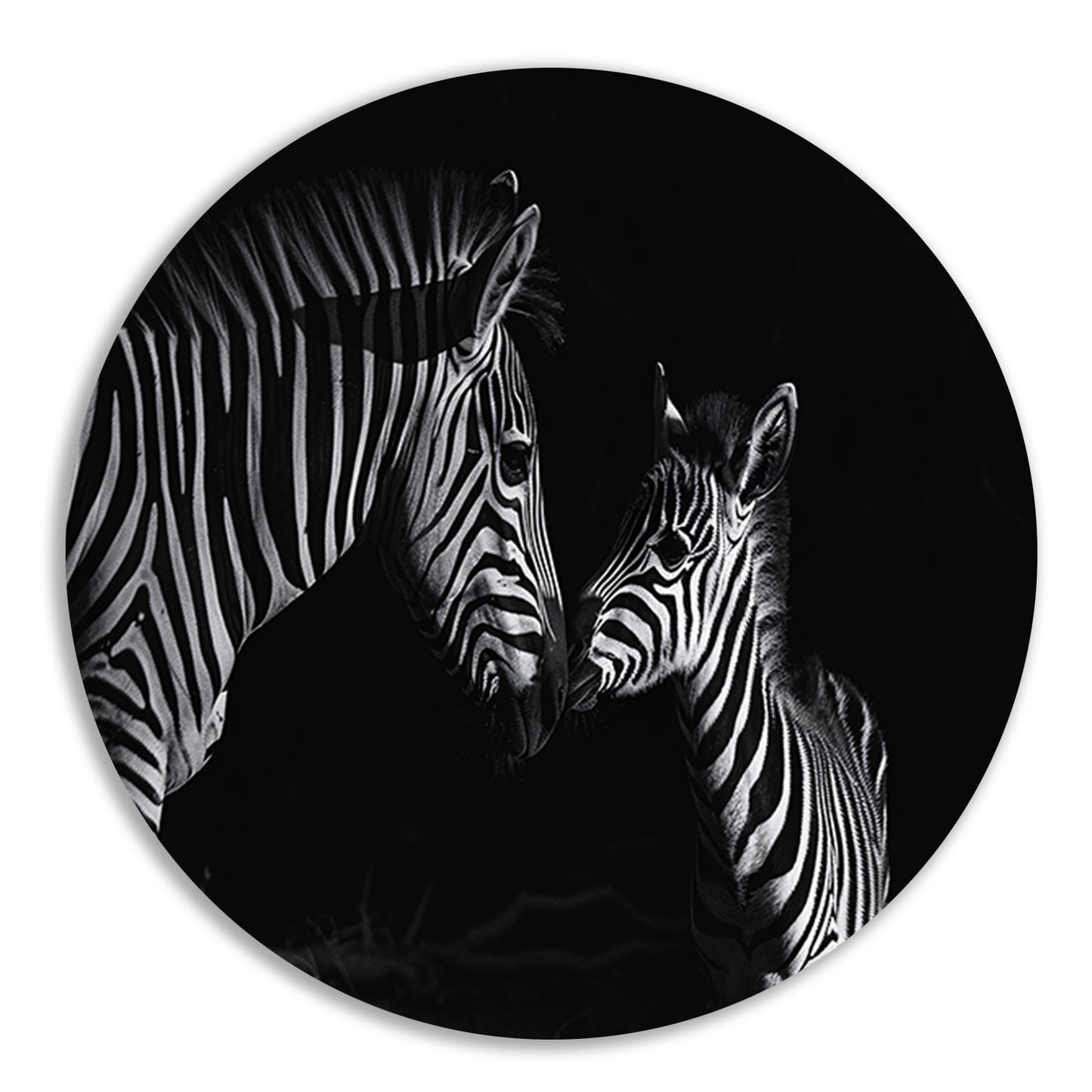 Zebra moeder en veulen in zwart-wit forex muurcirkel