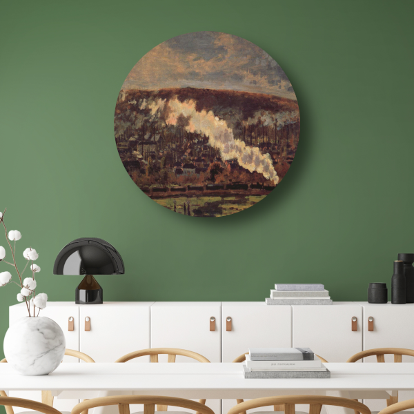 De Goederentrein - Claude Monet aluminium muurcirkel