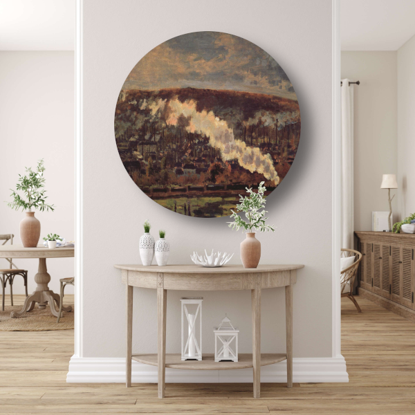 De Goederentrein - Claude Monet aluminium muurcirkel