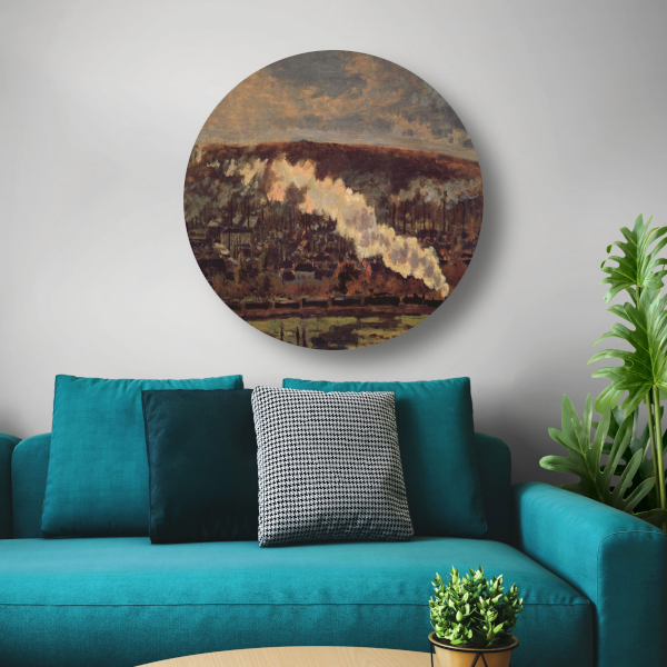 De Goederentrein - Claude Monet aluminium muurcirkel