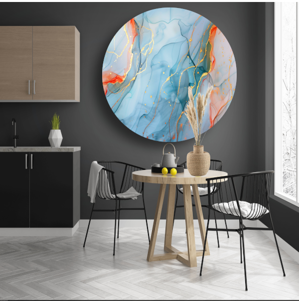 Droom in Blauw met Gouden Sieraden aluminium muurcirkel