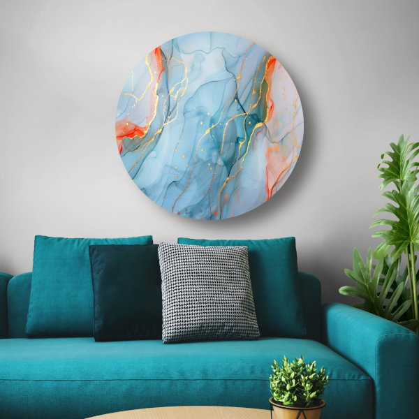 Droom in Blauw met Gouden Sieraden aluminium muurcirkel